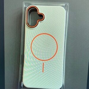 Apple Case with White and Orange Accents